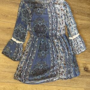 Bohemian Blue Patterned Women's Blouse